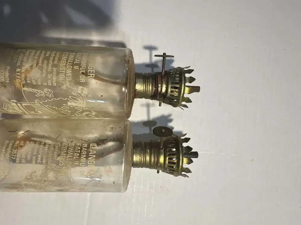 Set of 2 Vintage Lamplight Farms Glass Oil Lamps No. 3577